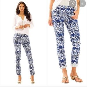 Lilly Pulitzer Callahan chino pant navy and white elephant print